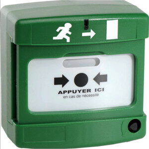 DÉCLENCHEUR MANUEL CONVENTIONNEL  D'ISSUE DE SECOURS VERT DOUBLE CONTACT